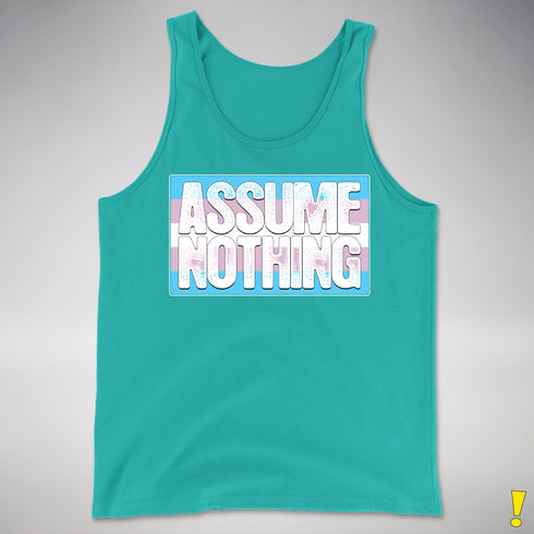 Assume Nothing Transgender Pride Flag Premium Tank Top - Teal
